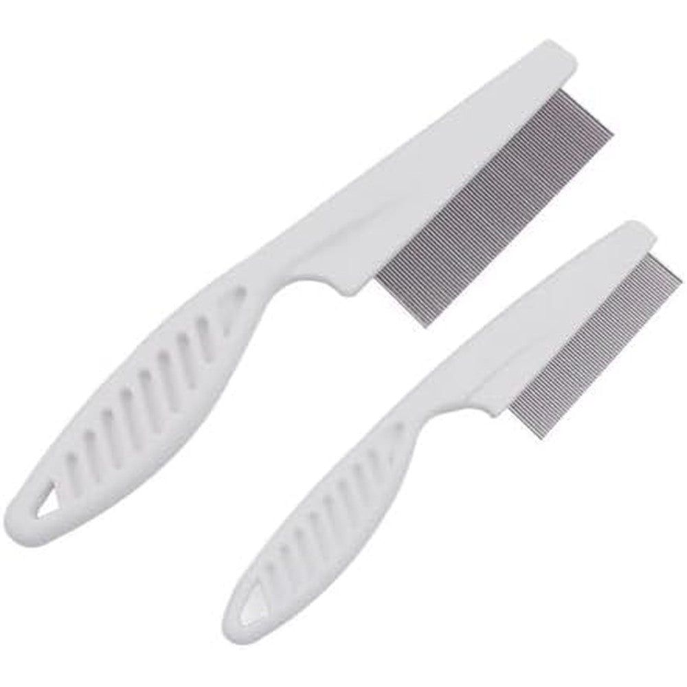 Adamson Lice Comb Duo front view of red and blue stainless steel combs.