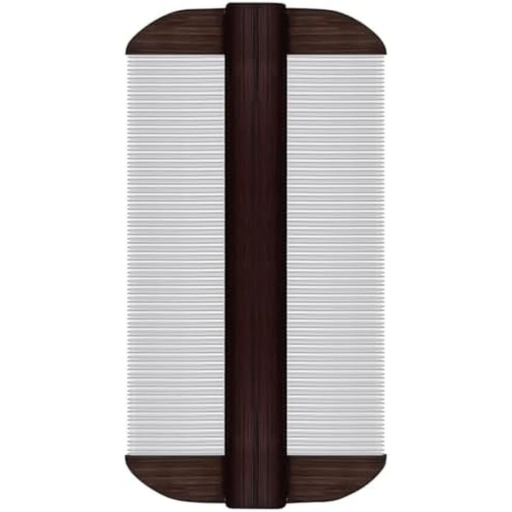 Cyuxing stainless steel lice comb front view showcasing the ultra fine double sided metal teeth