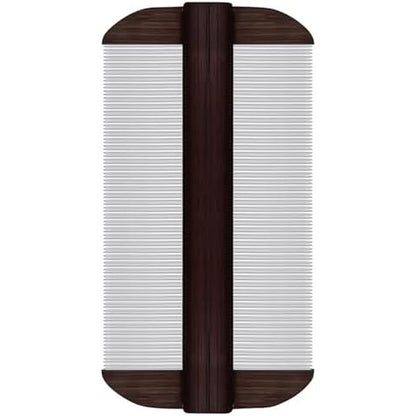 Cyuxing stainless steel lice comb front view showcasing the ultra fine double sided metal teeth
