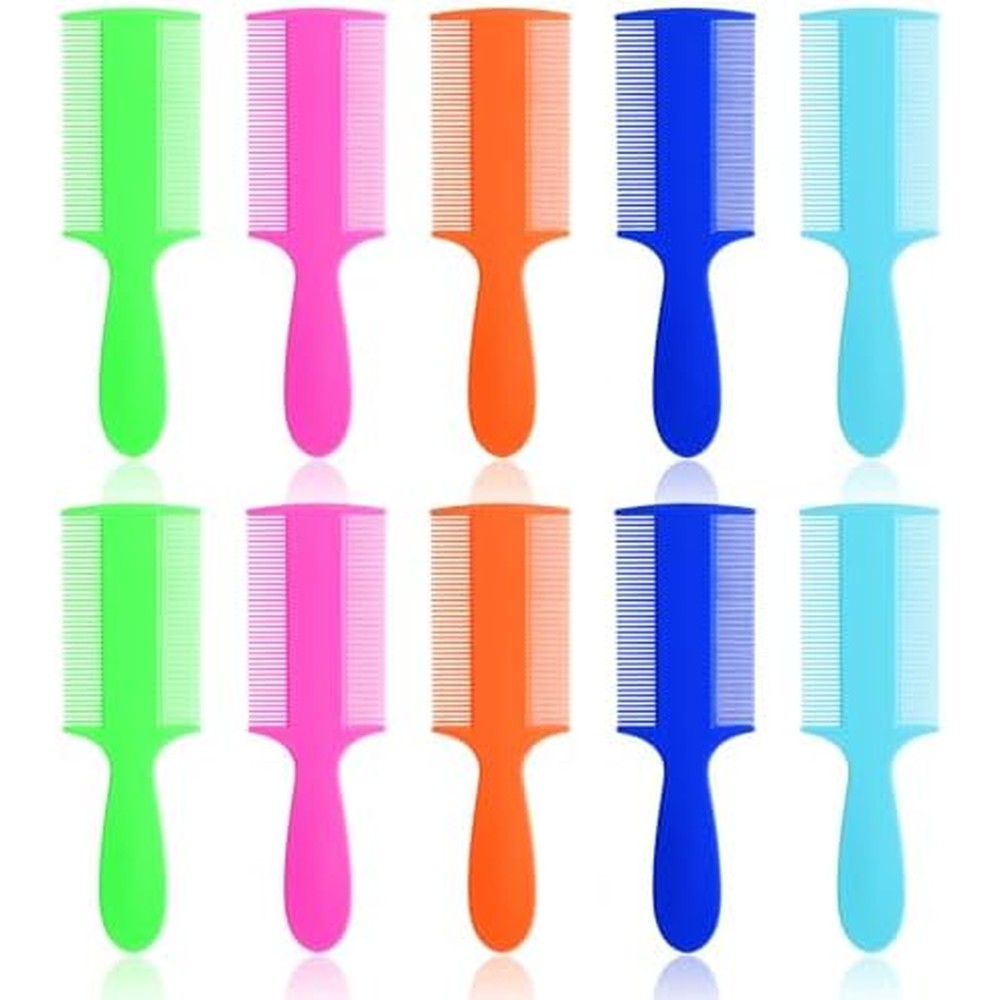 Yolev 6 Piece Head Lice Comb front view of multicolored double sided combs.