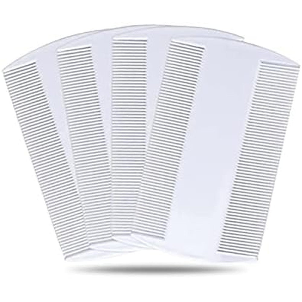55 TRENDS 4 piece flea comb set front view white double sided lice removal tools for hair