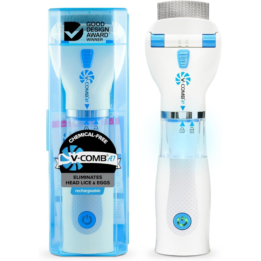 V-Comb A1 rechargeable electric lice removal comb front view for chemical free treatment