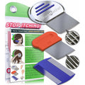 OwnHealer Professional Lice Comb Kit front view showing red and blue stainless steel nit combs