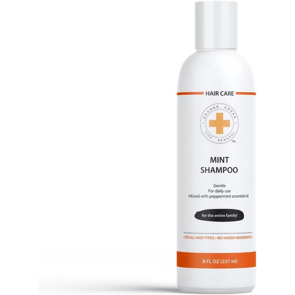 Orange Cross Lice Removal Mint Shampoo front bottle view