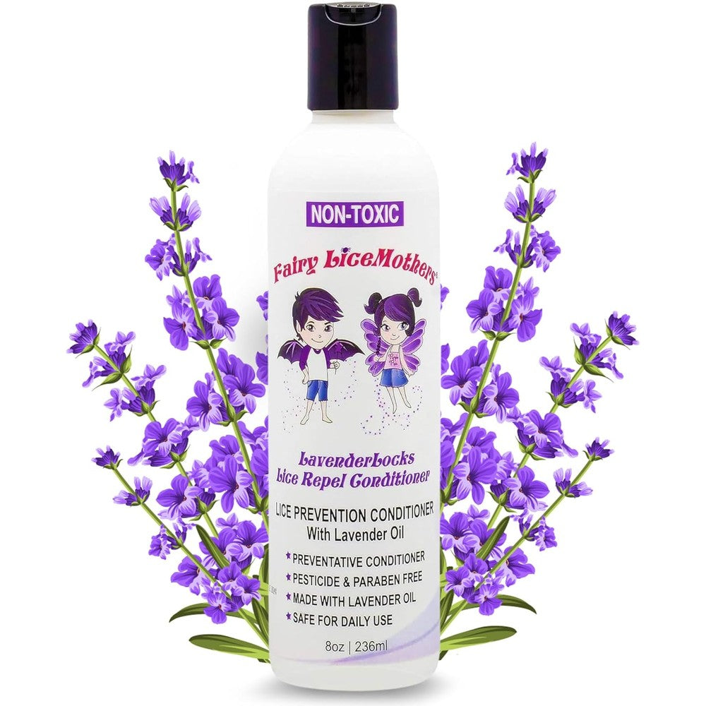 Fairy LiceMothers LavenderLocks Lice Prevention Conditioner front bottle view for natural lice defense