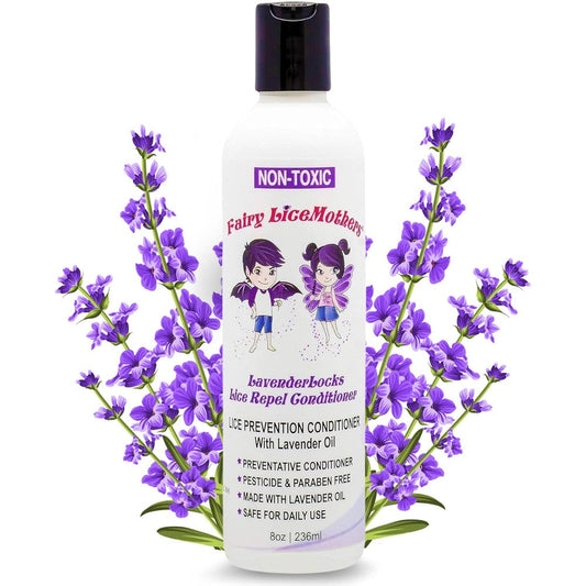 Fairy LiceMothers LavenderLocks Lice Prevention Conditioner front bottle view for natural lice defense