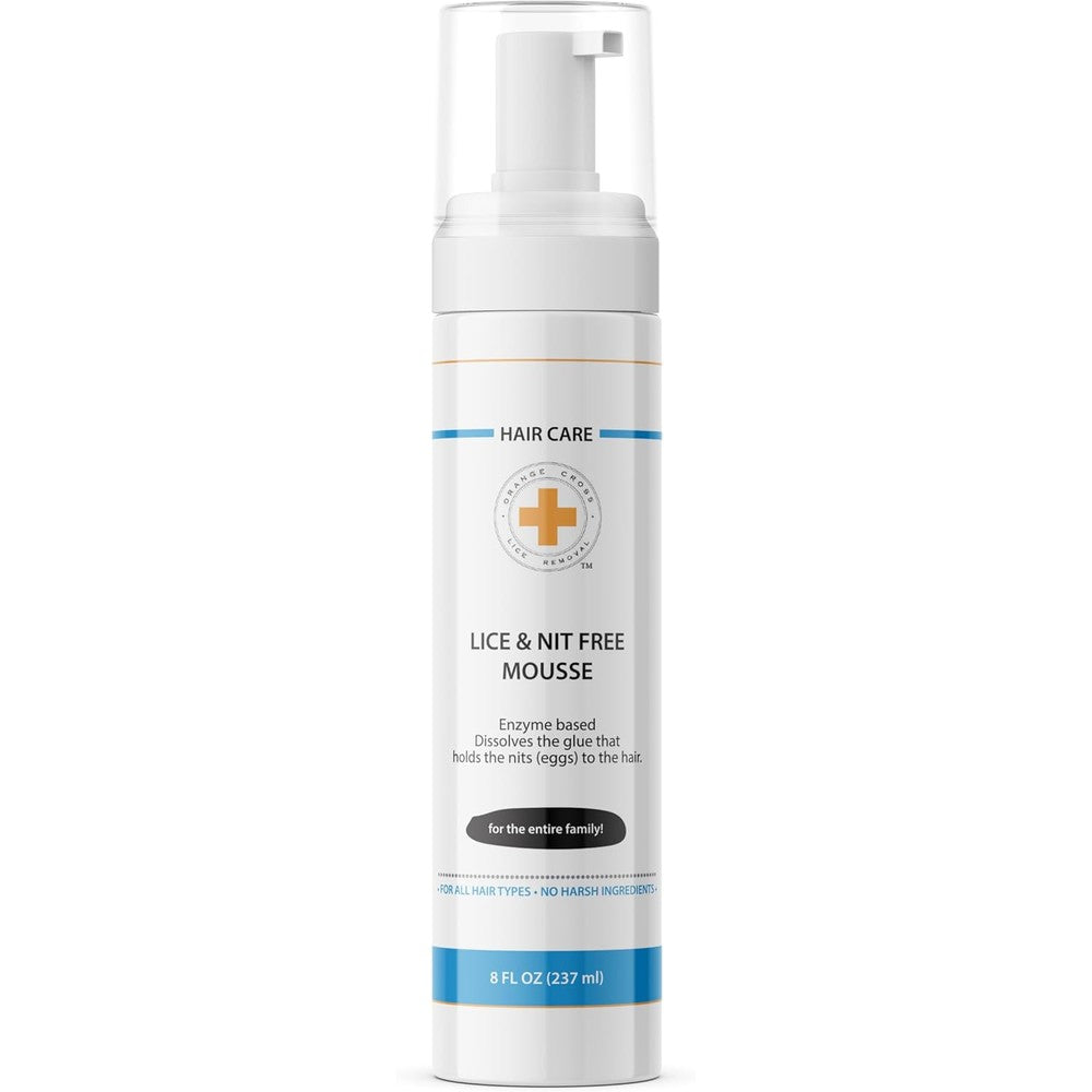 Orange Cross Lice Removal Nit Eliminating Mousse front view professional lice treatment