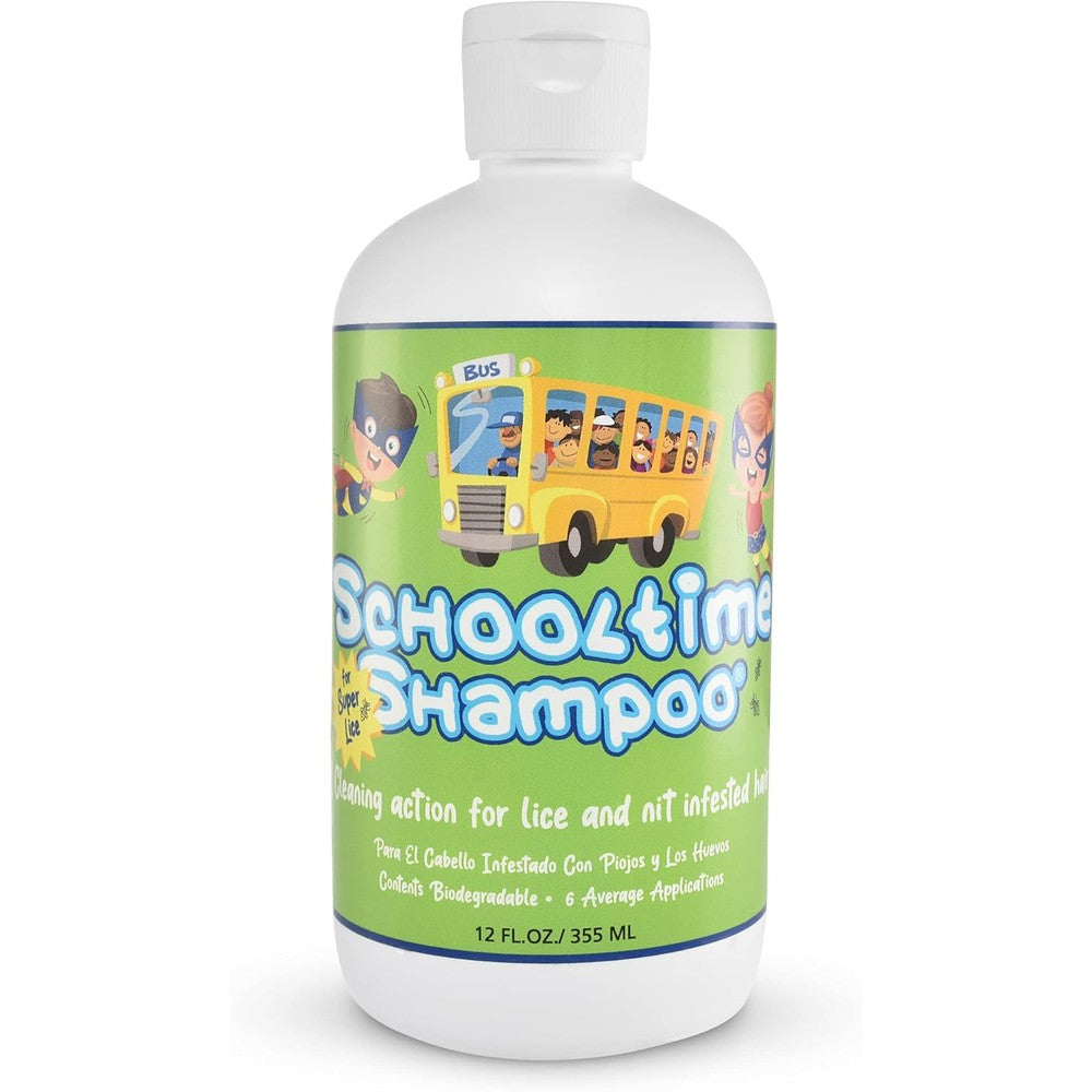 Schooltime Lice and Nit Shampoo 12 ounce front view for kids treatment.