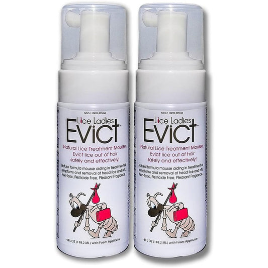Lice Ladies EVICT foaming mousse front view for professional lice removal.