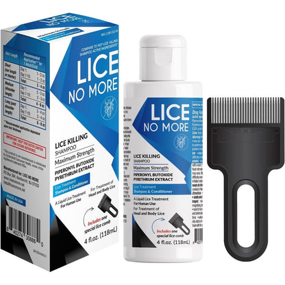 Lice No More Maximum Strength Lice Killing Shampoo front bottle view