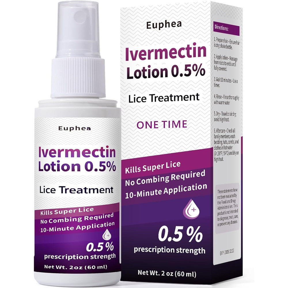 Euphea Ivermectin 0.5% Lotion bottle front view for lice treatment
