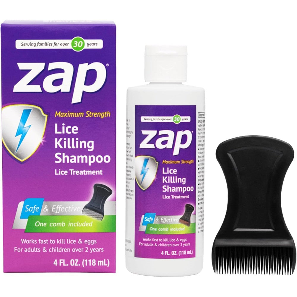 Zap Lice Shampoo Extra Strength front view bottle and box kit