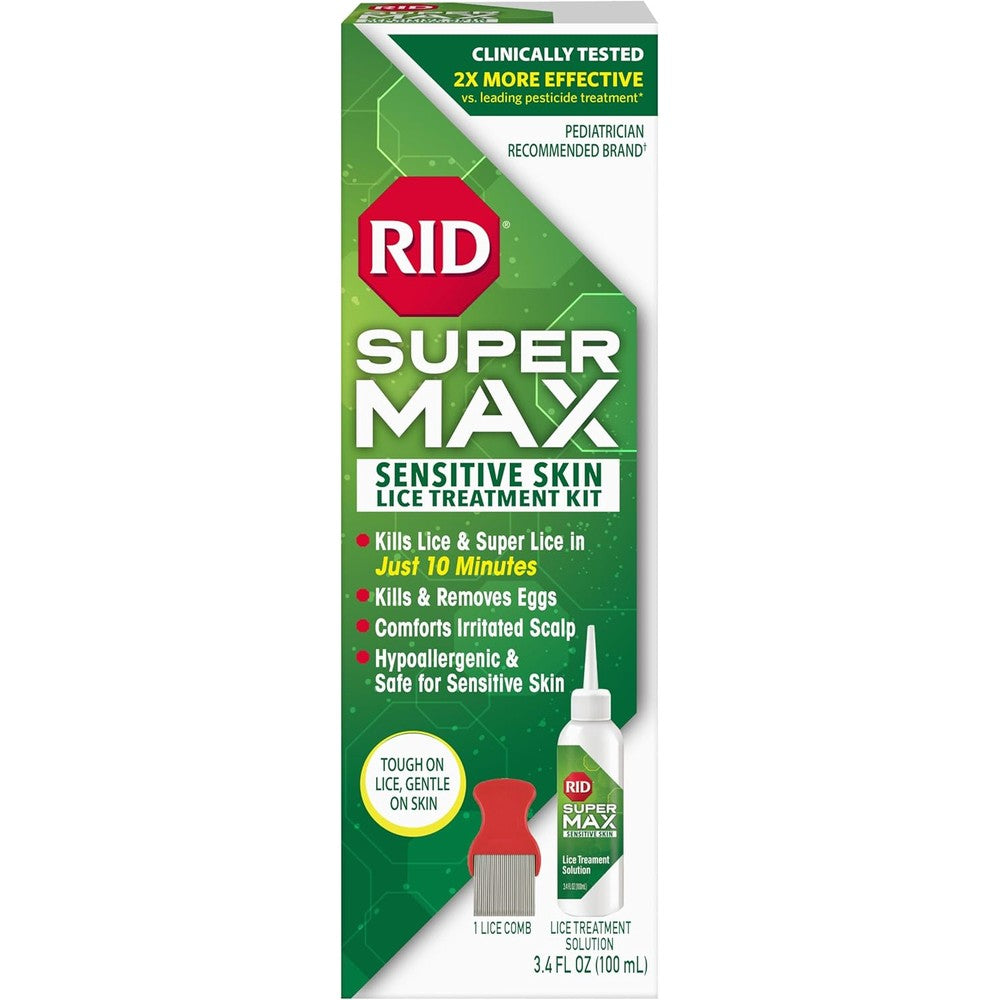 Rid Super Max Sensitive Skin Lice Treatment Kit front packaging view