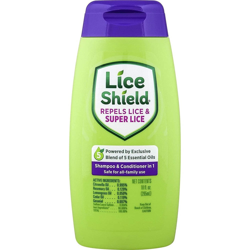 Lice Shield Shampoo and Conditioner 2 in 1 front bottle view for lice prevention