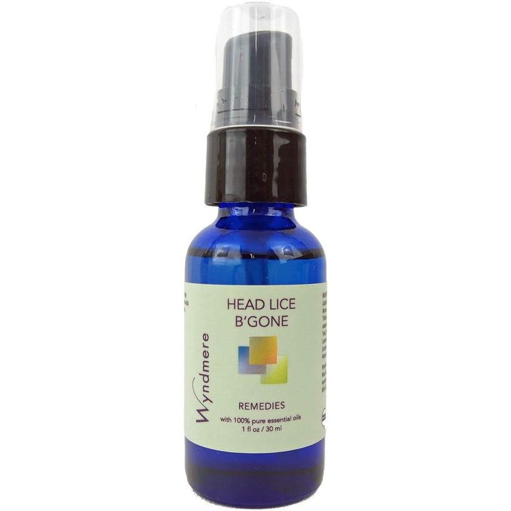 Wyndmere Naturals Head Lice B'Gone 1 ounce bottle front view authentic aromatherapy scalp treatment