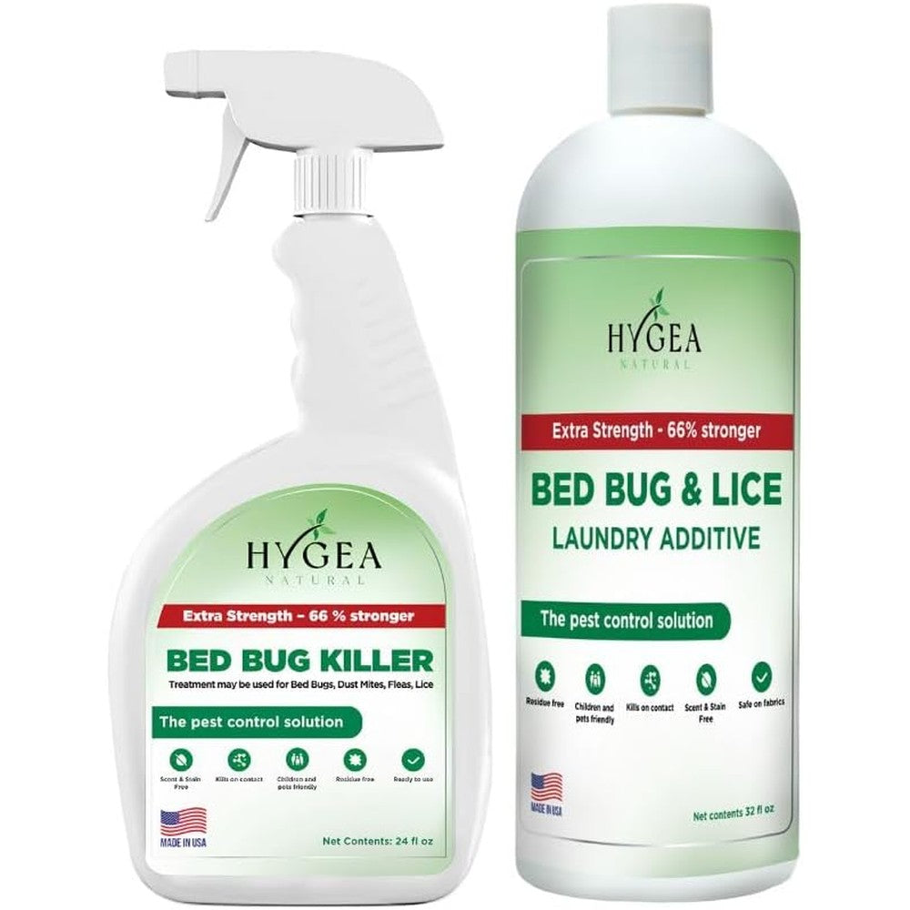 Hygea Natural Bed Bug and Lice Elimination Duo front view for pest control.