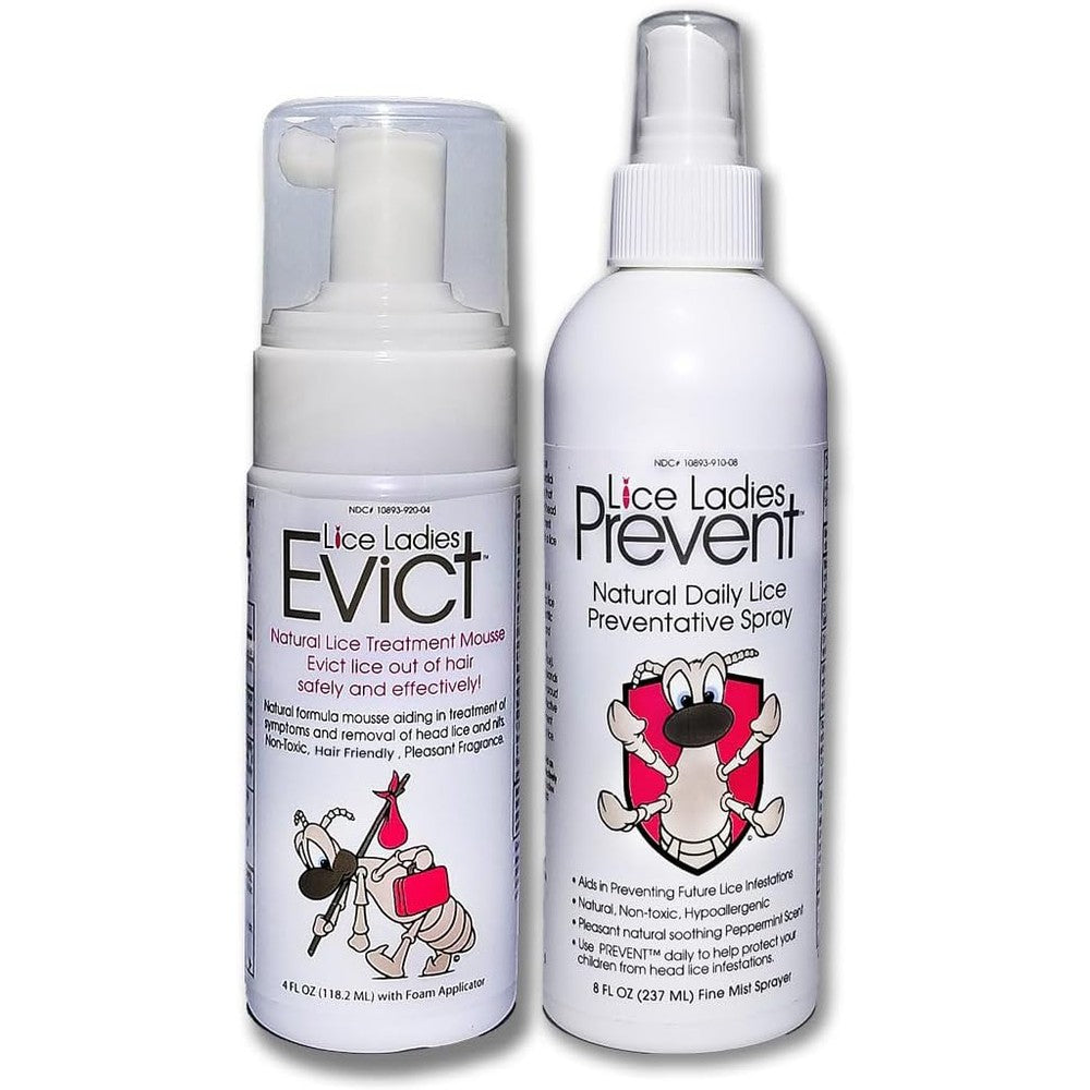Lice Ladies Evict and Prevent 2-Pack kit front view for natural lice removal.