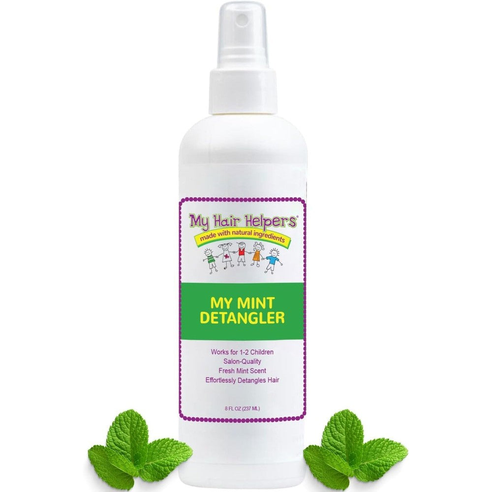 My Hair Helpers Mint Anti-Lice Hair Detangler front view 8 ounce bottle