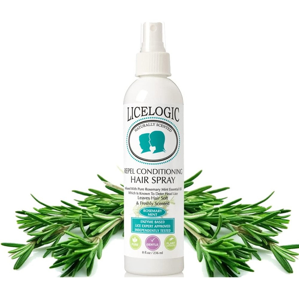 LiceLogic Repel Lice Prevention Hair Spray 8 Ounce front view natural lice repellent