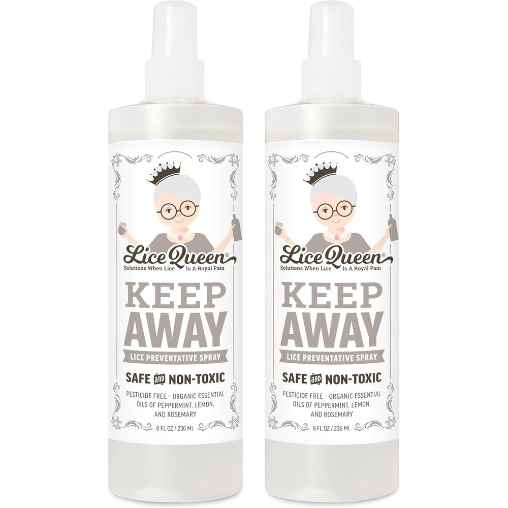 Lice Queen Keep Away Lice Preventative Spray front view of two pack bottles