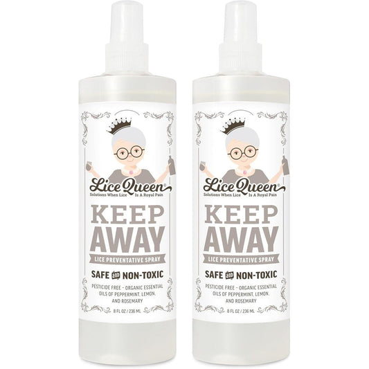Lice Queen Keep Away Lice Preventative Spray front view of two pack bottles