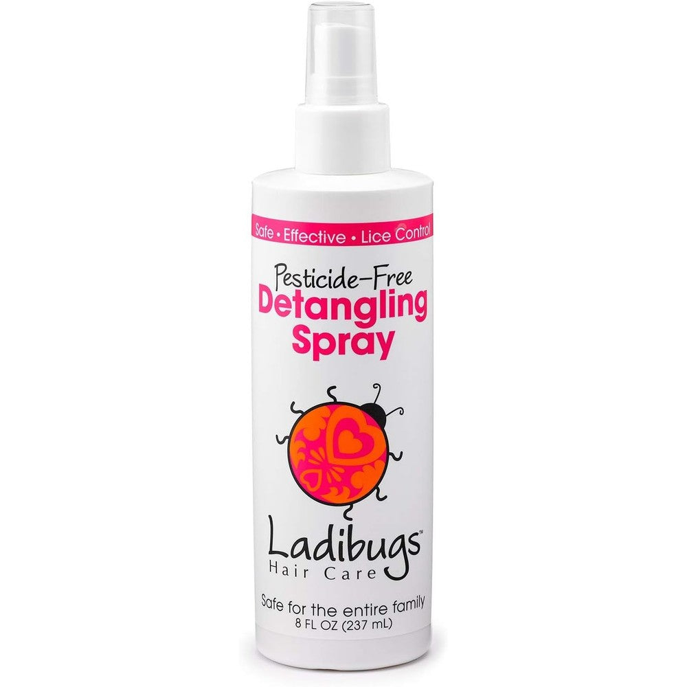 Ladibugs Lice Prevention Detangler Spray 8 Ounce front view for kids hair care.