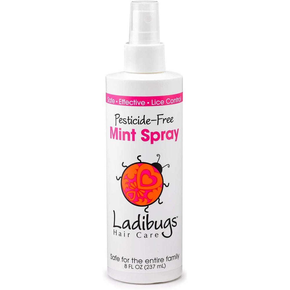 Ladibugs Lice Prevention Mint Spray 8 Ounce front view bottle for daily protection.