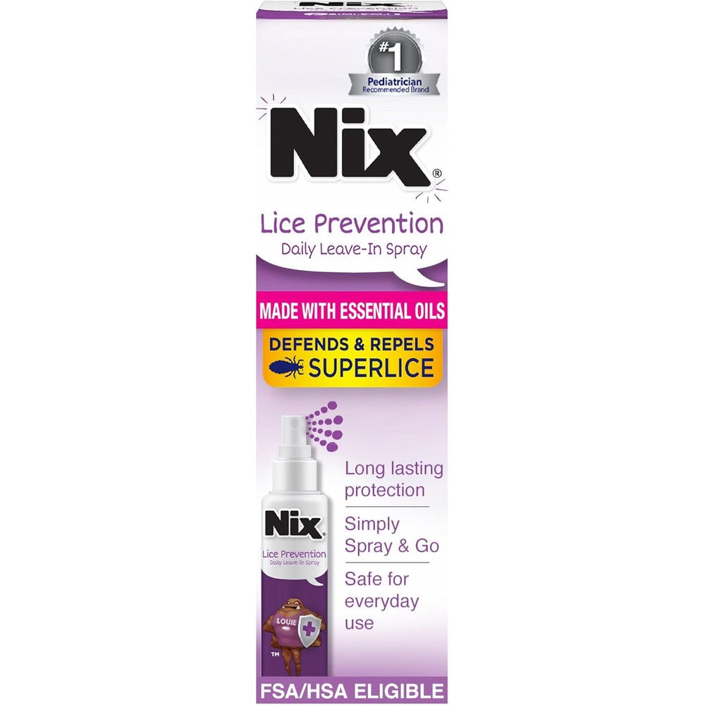 Nix Lice Prevention Daily Leave-In Spray 6oz front view for lice defense