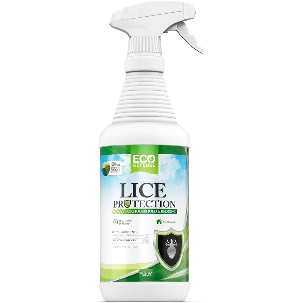 Eco Defense USDA Biobased Lice Spray front view sixteen ounce bottle