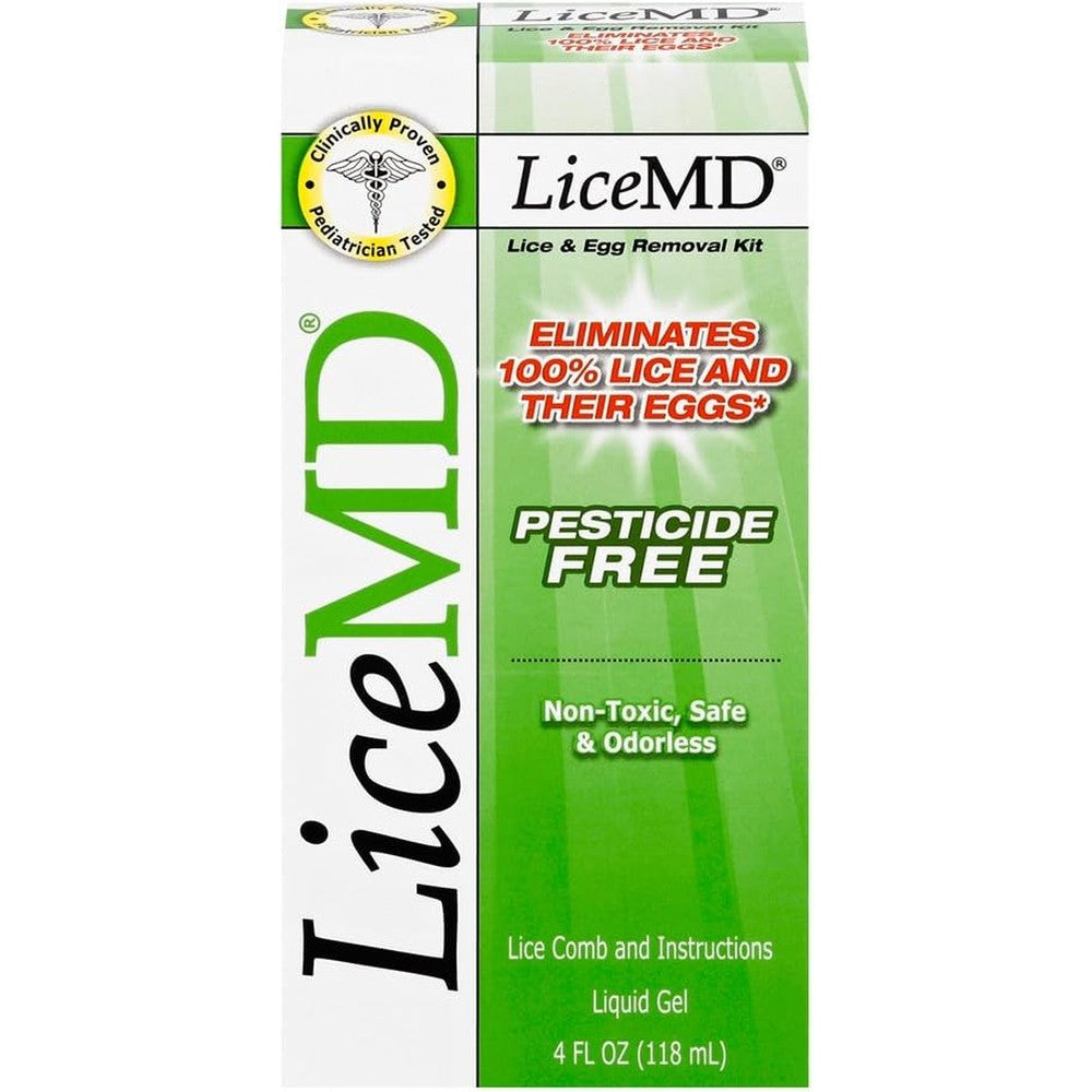 LiceMD Head Lice Treatment 4 Fluid Ounce bottle and comb kit front view