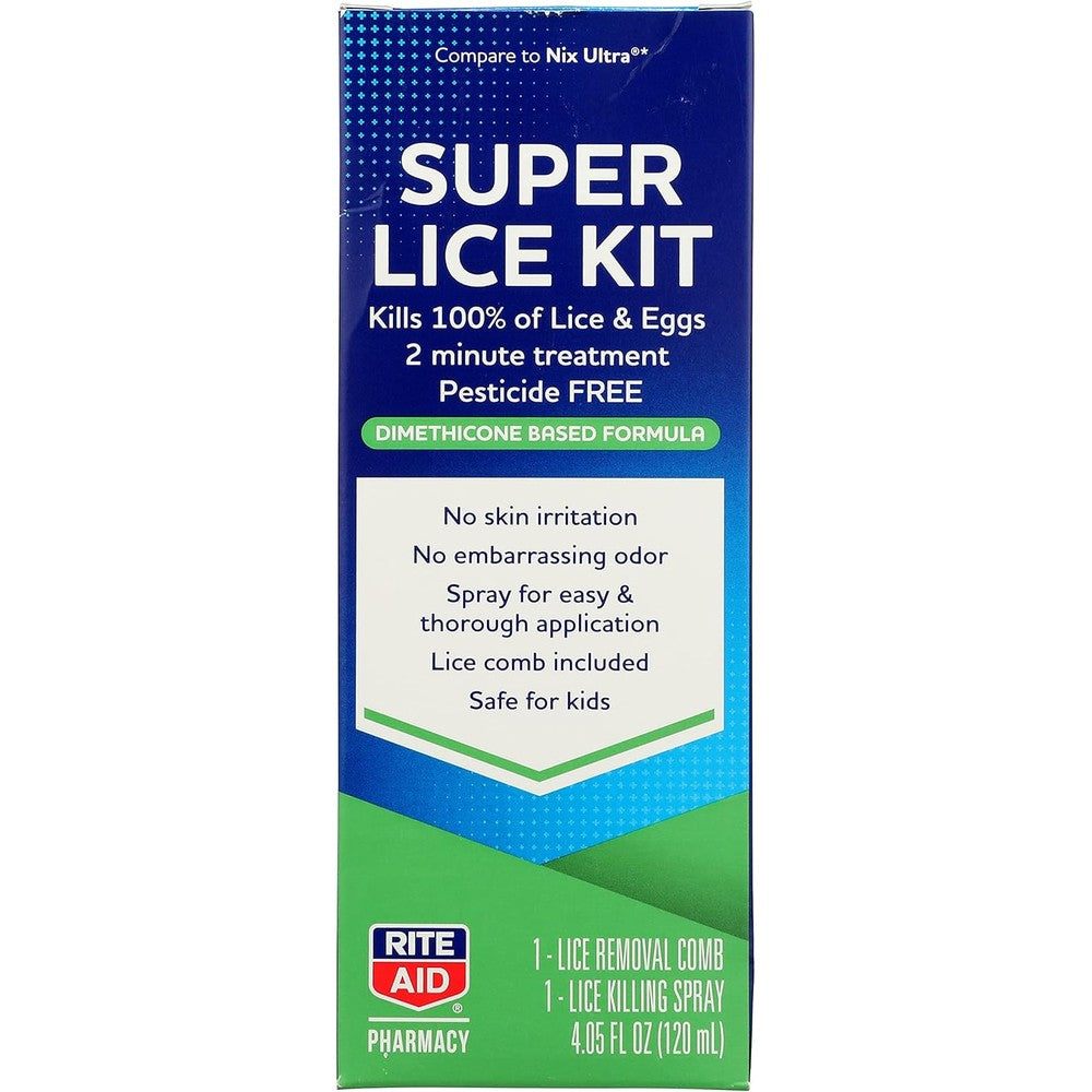 Rite Aid Super Lice Kit 4.05 Fluid Ounce front view pesticide free treatment