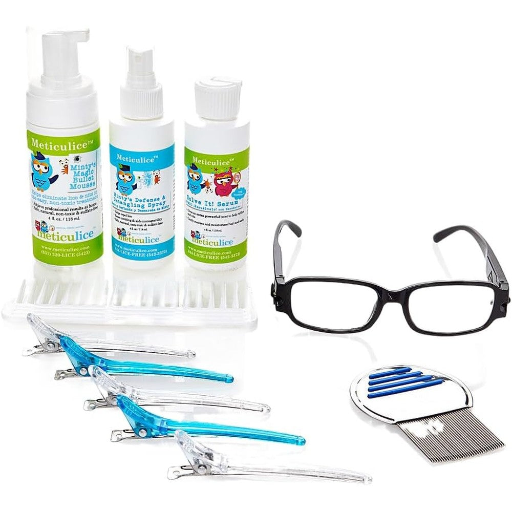 Meticulice Natural Head Lice Treatment Kit front view showing 10 piece components