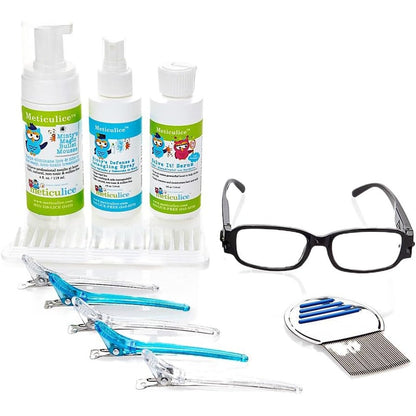Meticulice Natural Head Lice Treatment Kit front view showing 10 piece components