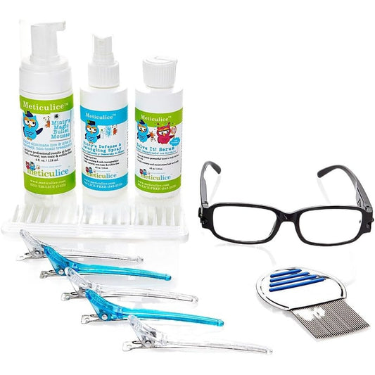 Meticulice Natural Head Lice Treatment Kit front view showing 10 piece components