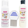 Fairy LiceMothers Ultimate Lice Kit front view showing mousse oil and metal comb for effective lice removal.