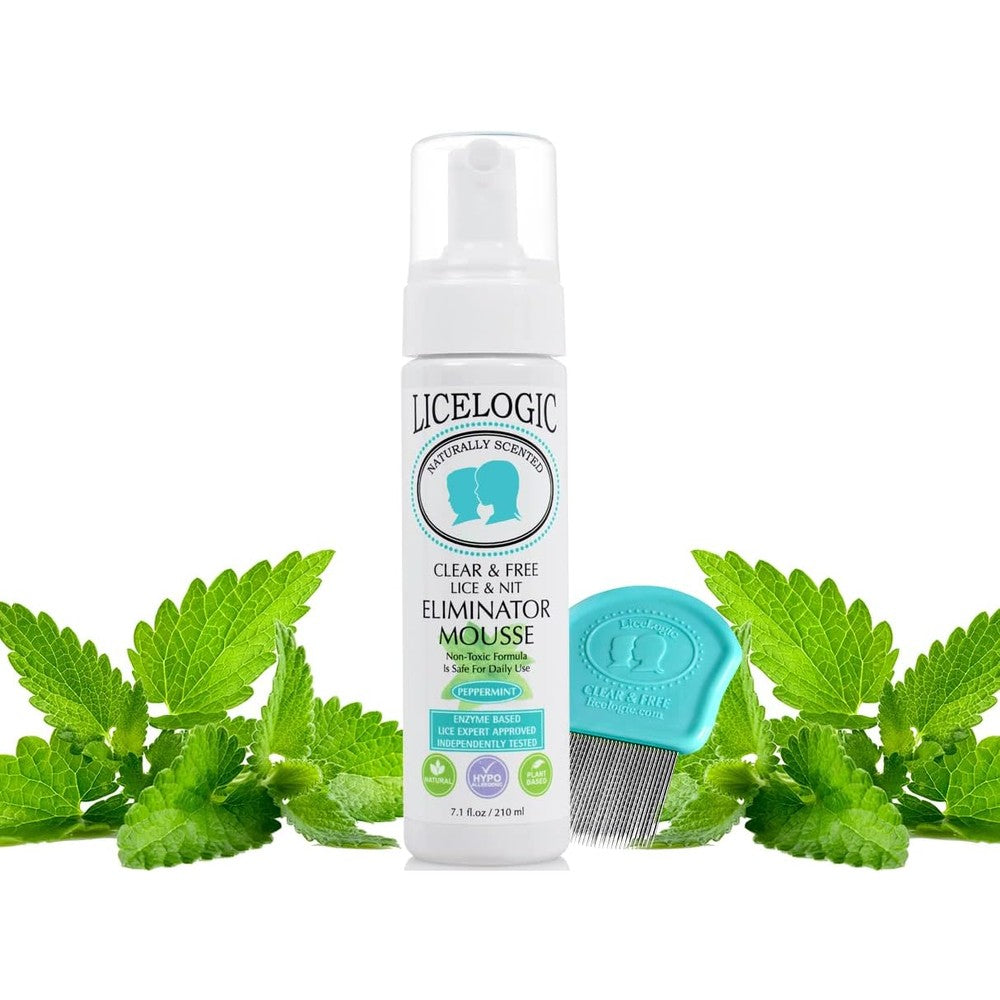 LiceLogic Clear and Free Mousse and Nit Comb set front view natural treatment