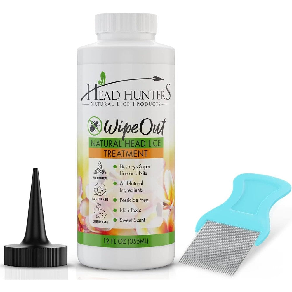 Head Hunters Natural Wipeout Extra Strength Head Lice Treatment Kit front packaging view