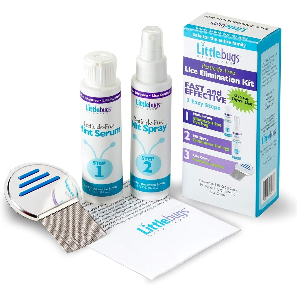 Little Bugs Lice Treatment 3-Step Kit front view authentic USA import