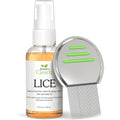 Isabella's Clearly LICE bottle and metal nit comb front view natural lice treatment