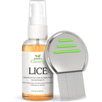 Isabella's Clearly LICE bottle and metal nit comb front view natural lice treatment