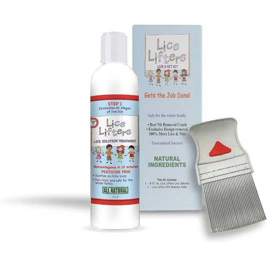 Lice Lifters Lice and Nit Kit front view for professional head lice treatment.