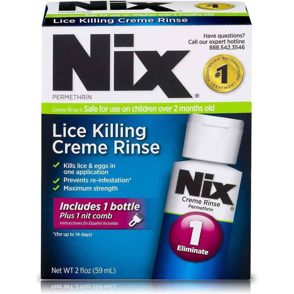Nix Lice Treatment Creme Rinse three pack front view lice removal kit