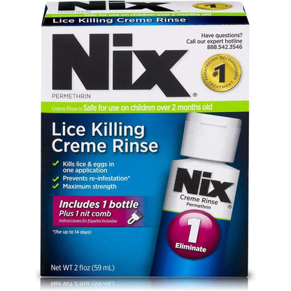 Nix Lice Treatment Creme Rinse three pack front view lice removal kit