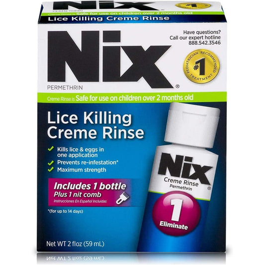 Nix Lice Treatment Creme Rinse three pack front view lice removal kit