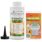 Head Hunters Wipeout Pro Lice Treatment Kit front view for natural lice removal.