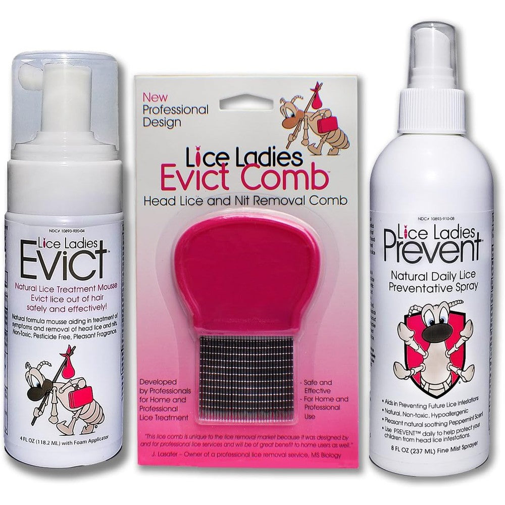 Lice Ladies Kids Lice Treatment Pack front view 3 piece kit
