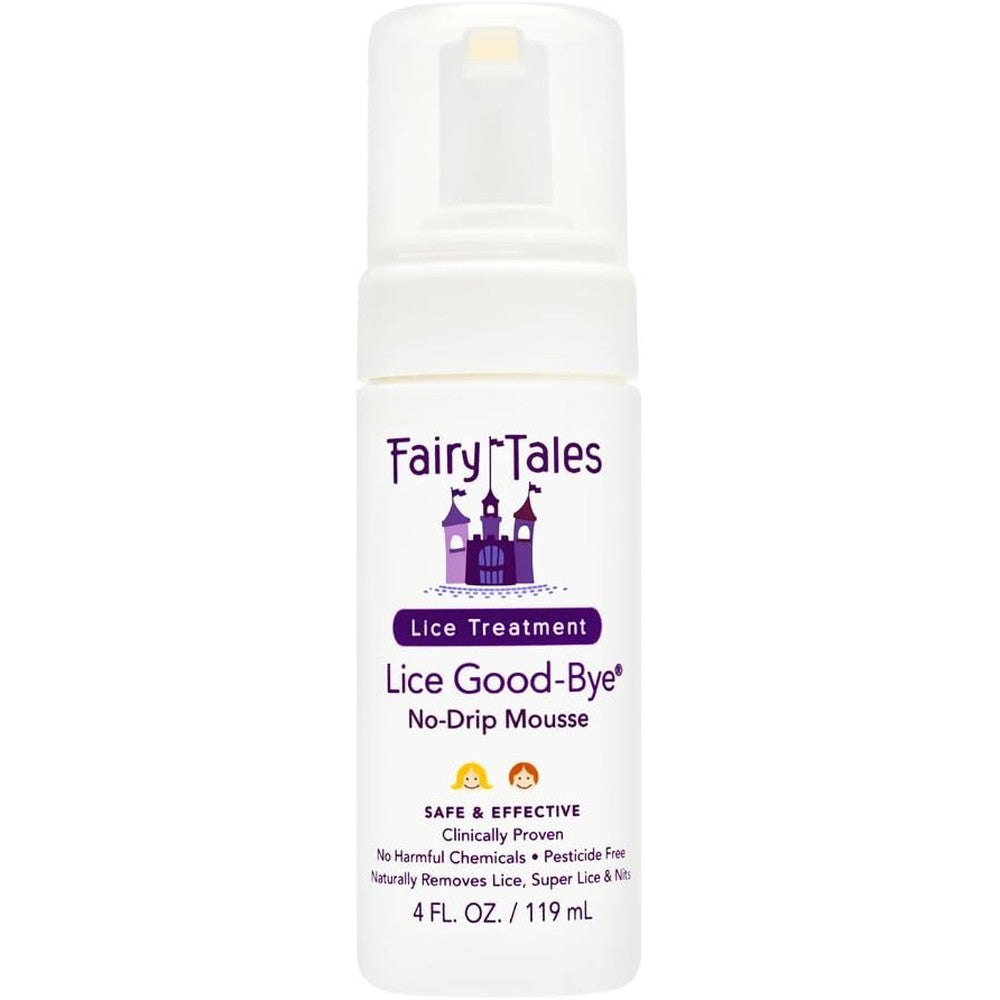 Fairy Tales Lice Goodbye Nit Removal Kit front view with mousse and comb.