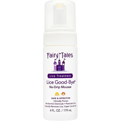 Fairy Tales Lice Goodbye Nit Removal Kit front view with mousse and comb.