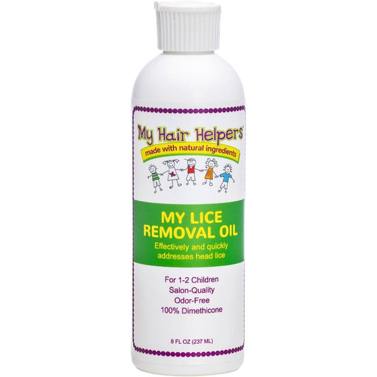 My Hair Helpers Natural Lice Removal Dimethicone Oil front view for head lice treatment