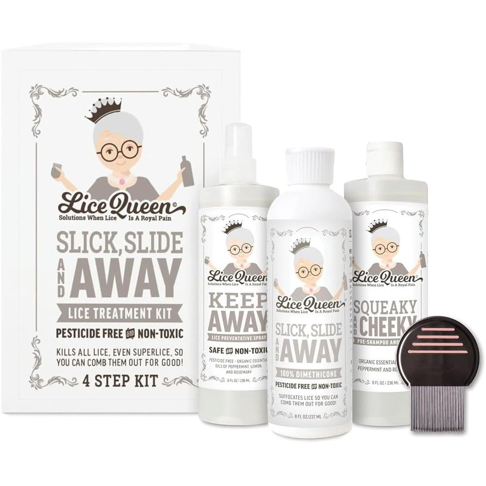 Lice Queen 4-Step Lice Treatment Kit front view showing the complete removal system